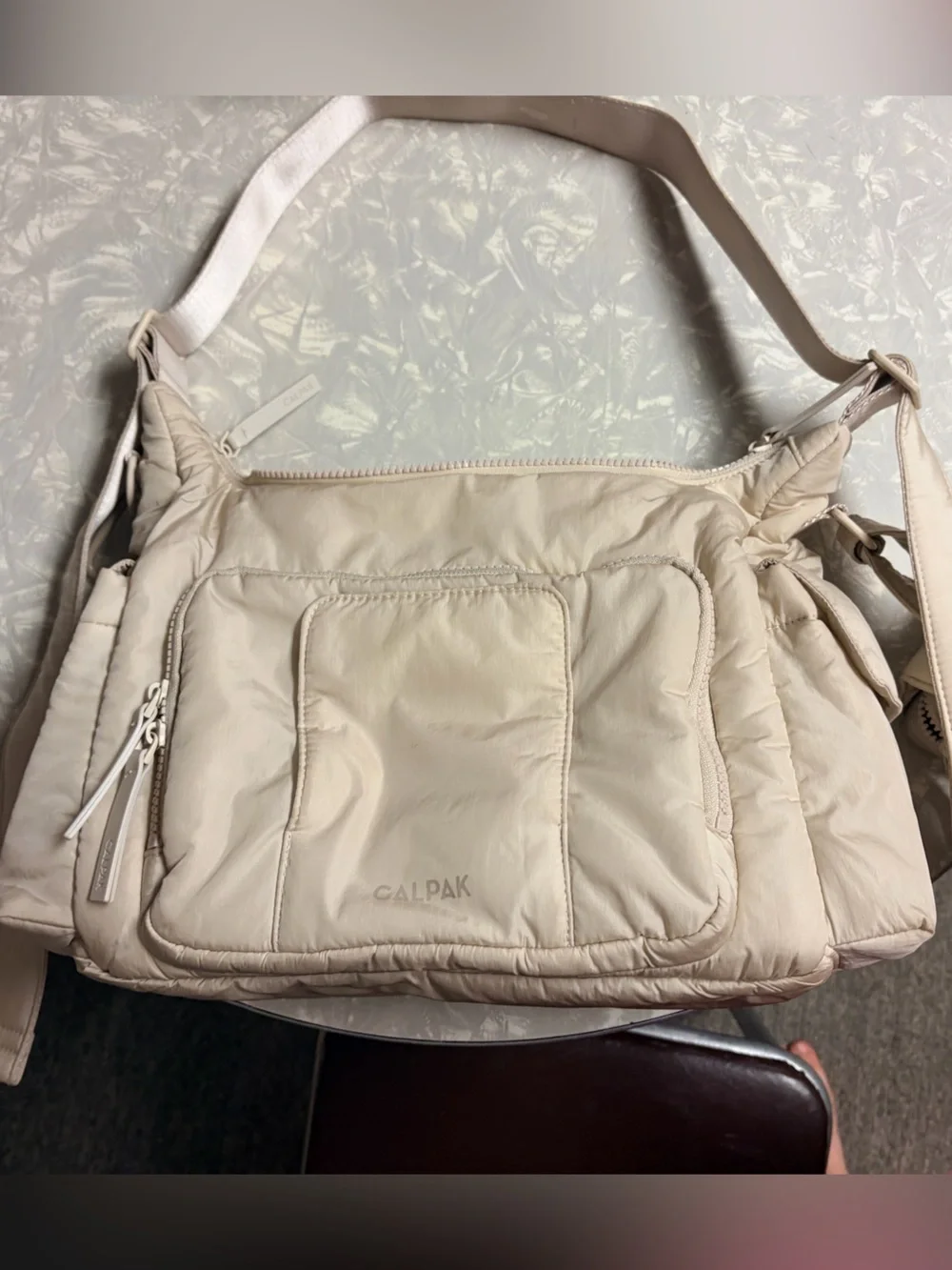 Calpak Crossbody diaper bag AND pacifier pouch in oatmeal